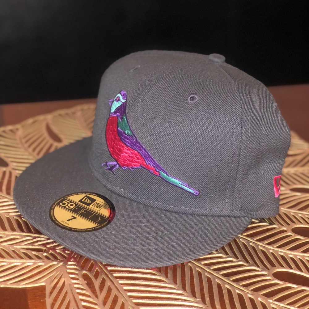 New Era Gray Cap with Colorful Bird Embroidery